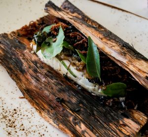 Paper Daisy: Paper bark cod by chef Ben Devlin at Halcyon House