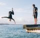 Jumping off the old Bawley Point gantry was not encouraged but it seemed everyone did it. This photo was taken before a ...