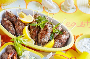 Lamb skewers with minted tzatziki