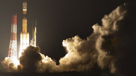 Japan's H-IIB rocket lifts off at the Tanegashima Space Centre southern Japan at 12.26am Saturday, Sydney time.