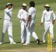 Comfortable:  Rahat Ali celebrates a wicket in Pakistan's victory over the Cricket Australia XI.