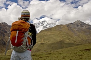 Trekking through the Himalayas in Bhutan.