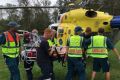 A man in his mid-fifties was left in a critical condition after hitting a guard rail at Mooloolah Valley on Saturday.