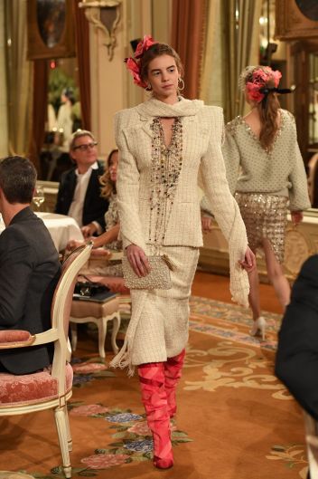 A model walks the runway during "Chanel Collection des Metiers d'Art 2016/17 : Paris Cosmopolite" show in Paris.