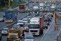 Heavy traffic on the Western Ring Road.  