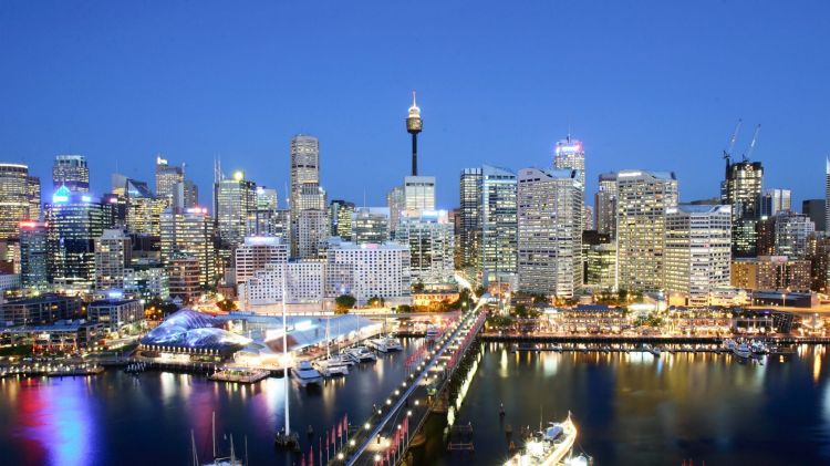 Sydney skyline at night.