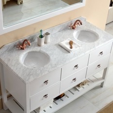 Salerno - Double Basin White Bathroom Vanity - Bathroom Vanities