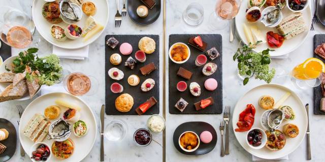 Birds eye view of the brunch feast at Buvette