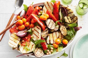 Chargrilled vegetable and haloumi salad