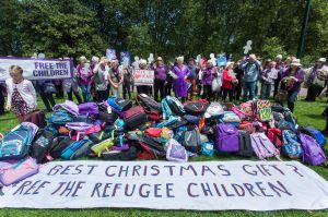 Grandmothers Against Detention of Refugee Children marched from St Paul's Cathedral to Queen Victoria Gardens to lay ...
