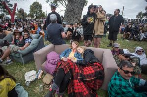 People relaxing at the Meredith Music Festival on December 10, 2016 in Melbourne, Australia.