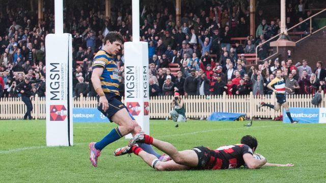 Heart of the game: Norths cross for a try against Sydney University in this year's Shute Shield decider.