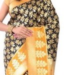 black Uppada combined silk saree With blouse piece