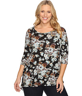 Karen Kane Plus - Plus Size Blue Floral High-Low Top