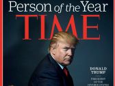 U.S. President-elect Donald Trump poses on the cover of Time Magazine after being named its person of the year.