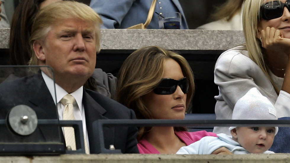 Trump attends the U.S. Open tennis tournament with his third wife, Melania Knauss-Trump, and their son, Barron, in 2006. Trump and Knauss married in 2005.