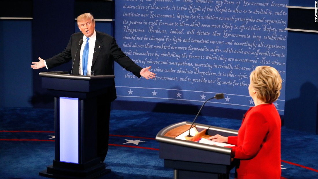 Trump faces Democratic nominee Hillary Clinton in &lt;a href=&quot;http://www.cnn.com/2016/09/26/politics/gallery/first-presidential-debate/index.html&quot; target=&quot;_blank&quot;&gt;the first presidential debate, &lt;/a&gt;which took place in Hempstead, New York, in September.