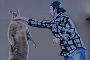 The 'kangaroo punch' mural in Richmond.