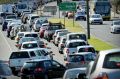 Traffic at the intersection of the Chandler highway and the Eastern Freeway at peak hour.