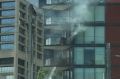 Balcony fire in Flinders Street