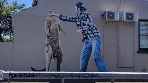 The 'kangaroo punch' mural in Richmond.