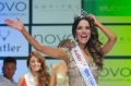 Monika Radulovic celebrates after being crowned Miss Universe Australia 2015.