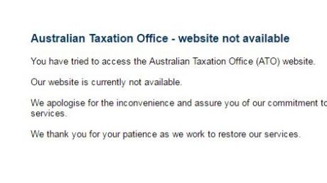 Visitors to the ATO website were greeted with an error message.