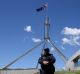 The lawns at Parliament House in Canberra.