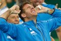 Relief: Argentina's Juan Martin Del Potro celebrates their maiden Davis Cup win.