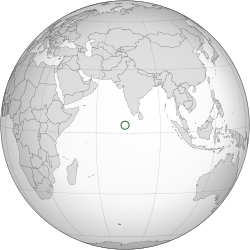 Location of Maldives in the Indian Ocean.