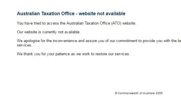 Visitors to the ATO website were greeted with an error message on Monday.