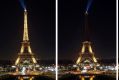 The Eiffel Tower with its lights switching off. 