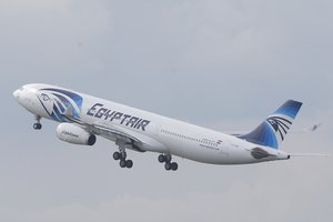 In this May 19, 2016 file photo, an EgyptAir Airbus A330-300 takes off for Cairo from Charles de Gaulle Airport outside of Paris.