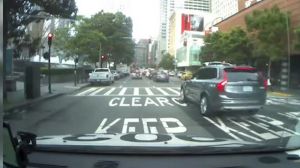 Uber driverless car running a red light in San Francisco.