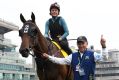 Ready for more:  Trainer Gary Moore walks beside Takedown in preparation for the Hong Kong International Sprint at Sha ...