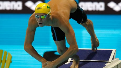 Contender: Brayden McCarthy competes in a preliminary heat of the 50m freestyle.