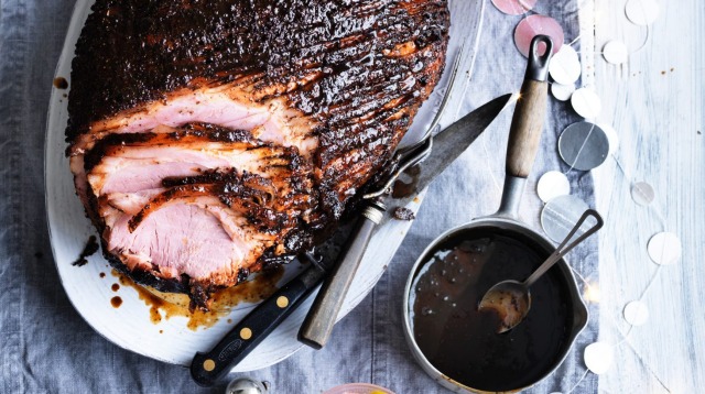 Adam Liaw's glazed Christmas ham with bush herbs.