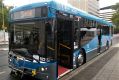 The first of the new fleet of blue ACTION buses was unveiled outside the ACT Legislative Assembly on Thursday.