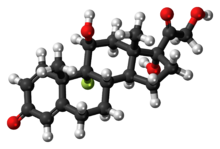 Ball-and-stick model of the dexamethasone molecule