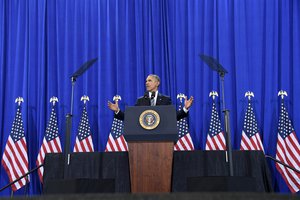 President Barack Obama addresses members of Team MacDill during his final visit as commander in chief, at MacDill Air Force Base, Fla. Dec. 6, 2016.