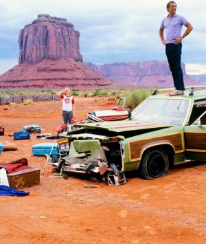 Promotional shoot for National Lampoon's Vacation, with Anthony Michael Hall, Chevy chase and Beverly D'Angelo (Photo by ...