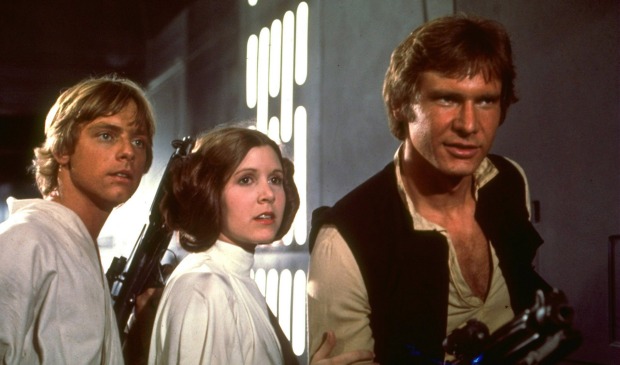 <i>Star Wars</I> - starring Mark Hamill, left, Carrie Fisher, and Harrison Ford - gained a quiet underground momentum ...