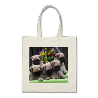 Cute pug puppy tote bag