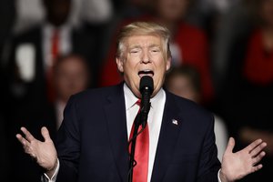 President-elect Donald Trump speaks during a rally at the Giant Center, Thursday, Dec. 15, 2016, in Hershey, Pa.