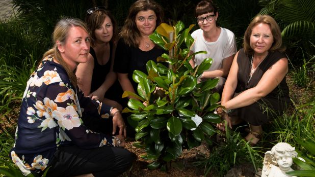 Maria Lutz’s friends (from left) Nichole Brimble, Peta Rostirola, Karen Hickmott, Kerrie Dietz and Valeria Buccheri at ...