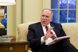 President Barack Obama meets with John Brennan, Deputy National Security Advisor for Counterterrorism and Homeland Security, in the Oval Office, Jan. 4, 2010.