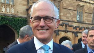 "Keep the faith": Malcolm Turnbull and his wife Lucy at the University of Sydney for a dinner marking the 25th ...