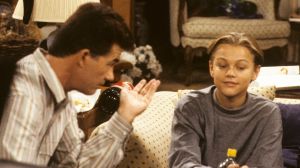 Leonardo DiCaprio with <i>Growing Pains</i> stars Alan Thicke and Kirk Cameron.