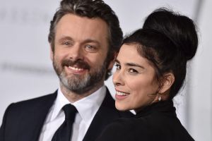 Michael Sheen, left, and Sarah Silverman arrive at the Los Angeles premiere of "Passengers" at the Village Theatre ...
