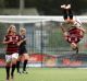 Flipping out: Wanderers Kendall Fletcher celebrates after putting away a penalty.